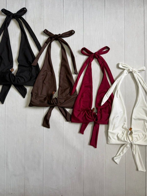 Producto - [5424 1] Top marilyn doble tira p/atar c/aplique microfibra