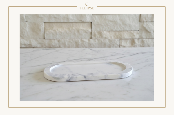 Producto - Bandeja oval 12 x 28 cm gris y blanca