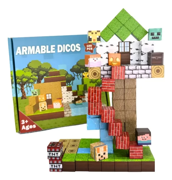Producto - Juego de Bloques Cubos Magnéticos o Imantados Minecraft x 100 - 1