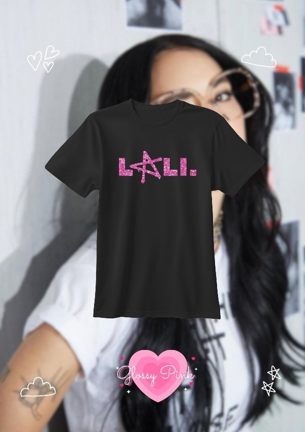 Producto - Remera Lali Logo - VINILO TEXTIL GLITTER ROSA