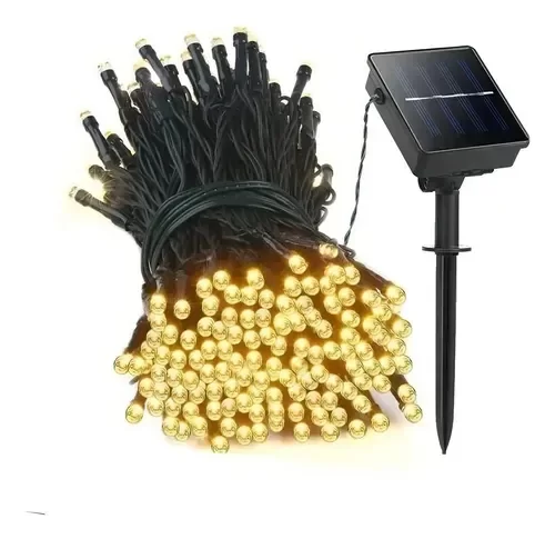 Producto - Luces Guirnaldas Calida Panel Solar 100 Led 10 Metros