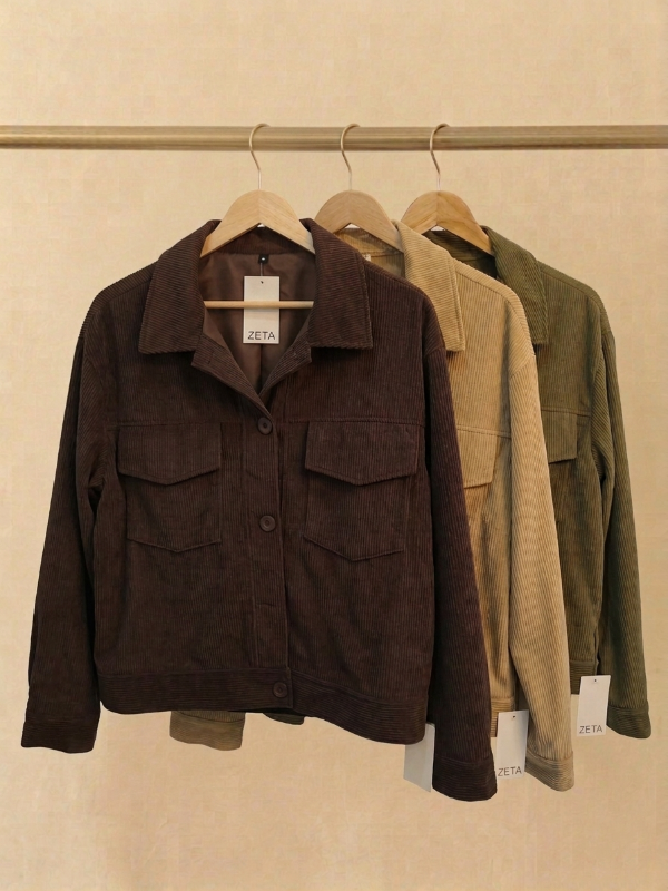 Producto - Camisaco corderoy - Verde Beige y Chocolate - 1