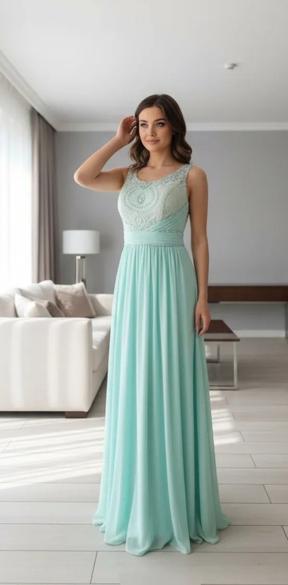 Vestido largo elegante bordado delicado — imagen 4