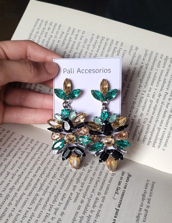 Producto - Aros Jules en verdes y dorados