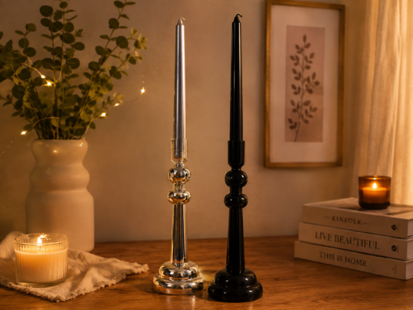 Producto - Candelabro vidrio Grande + vela cónica