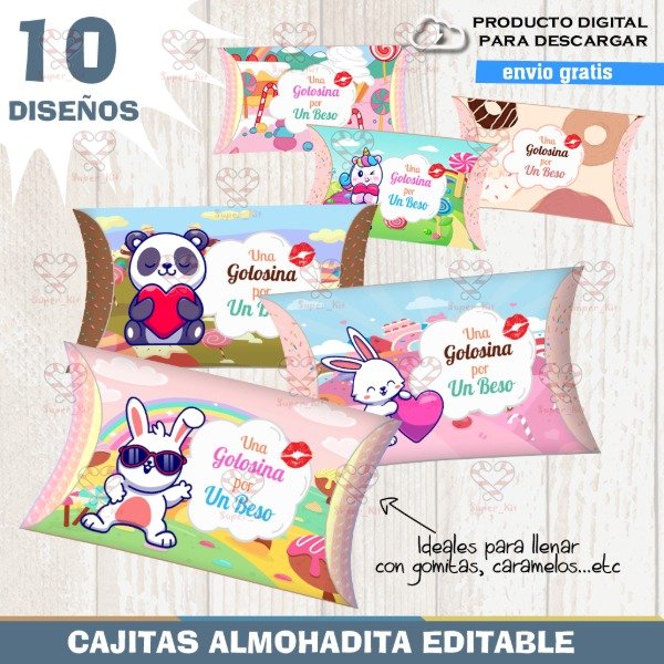 Producto - Kit Imprimible Caja Almohadita Semana de la Dulzura Editable