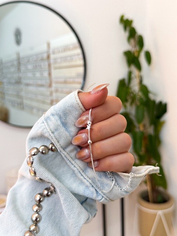 Producto - Pulsera acero blanco pelota y estrella