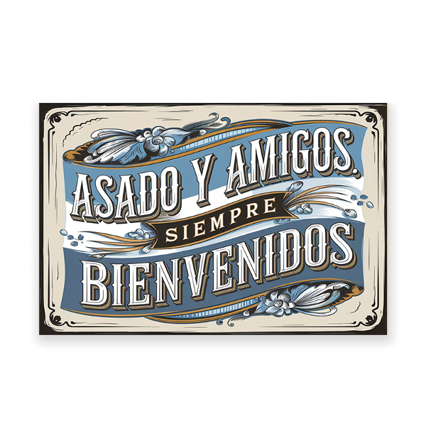 Producto - Chapa retro asado y amigos bienvenidos