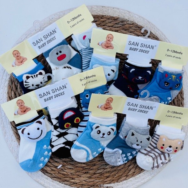 Producto - Docena Medias San Shan Con Sonajero Antideslizante Bebé Varón