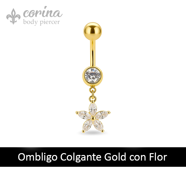 Producto - Ombligo Colgante Gold con Flor