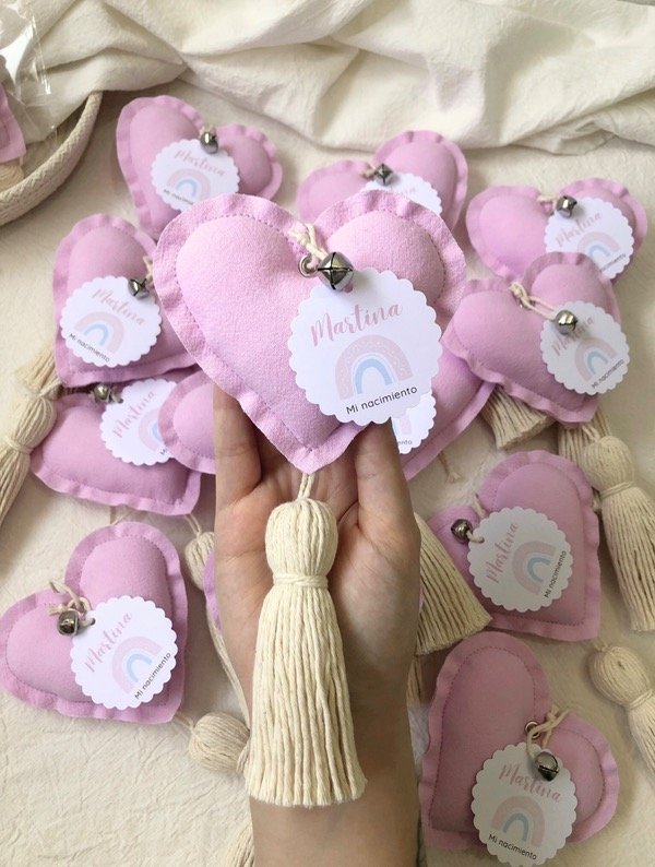 Producto - Souvenir corazon de tela color rosa claro X 15 unidades