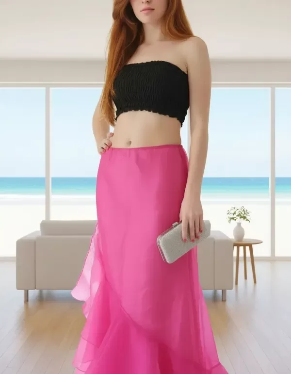 Producto - Pollera de organza con volados de fiesta corte sirena - 2
