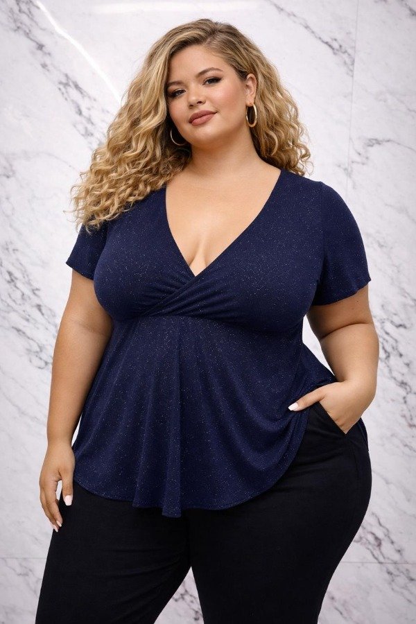 Producto - RM Blusa EVA manga corta glitter azul 000061