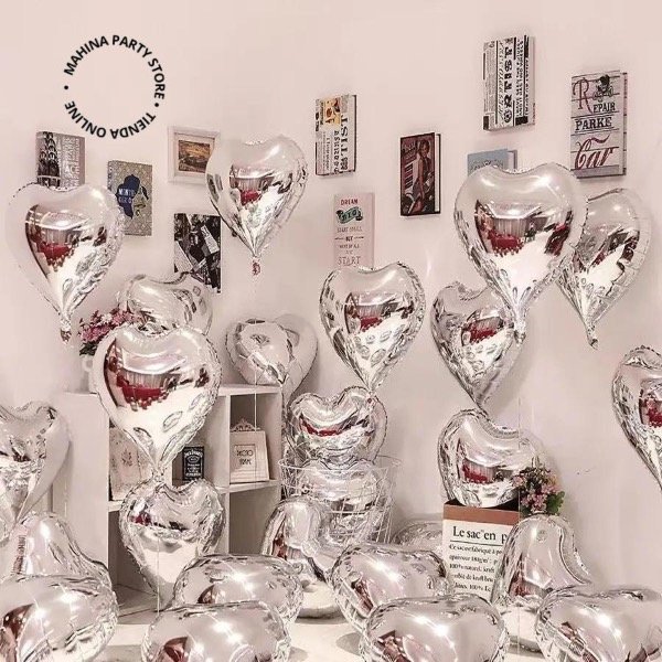 Producto - Globo de corazon plata metalizados 18"