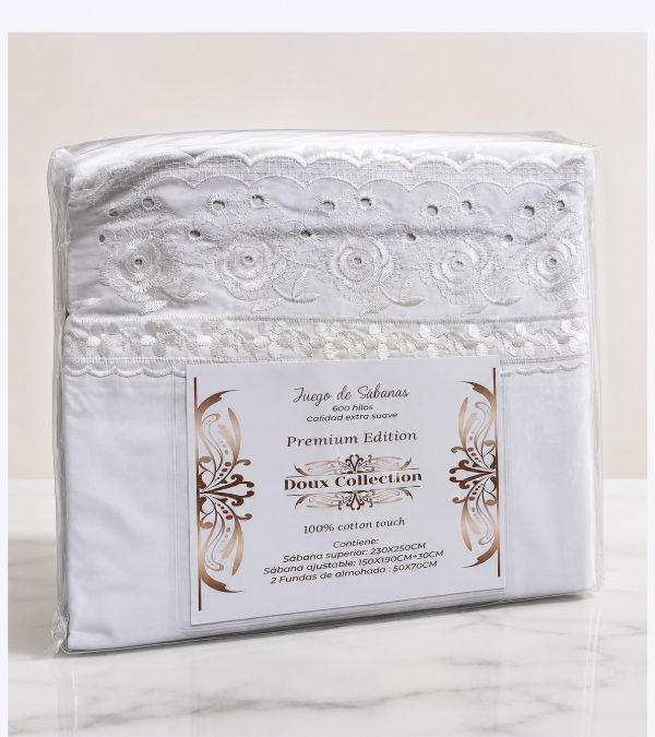 Producto - IN195 JUEGO DE SABANAS DUOX COLLECTION 600 HILOS EXTRA SUAVE