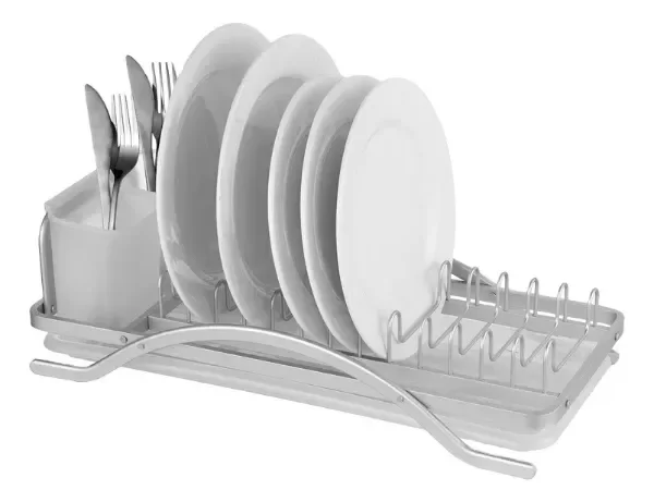 Producto - Secaplatos Escurridor De Vajilla Aluminio Inoxidable 20cm Blanco Y Plateado