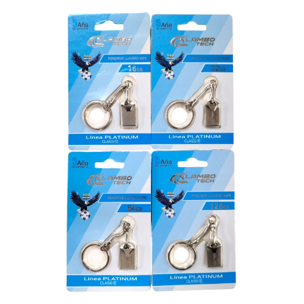 Producto - Pendrive Llavero USB2.0 Class 10 Platinum Lambo Tech 16/32/64/128