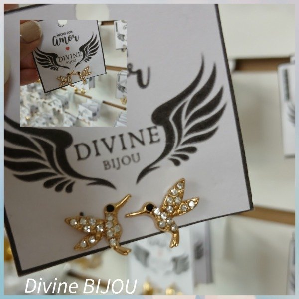 Producto - Aros colibrí  acero dorado