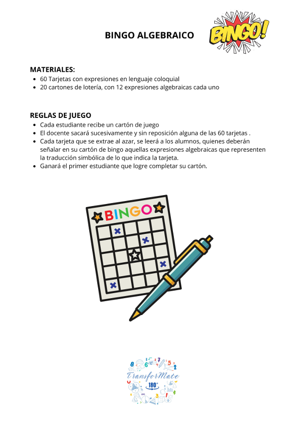 Producto - BINGO ALGEBRAICO