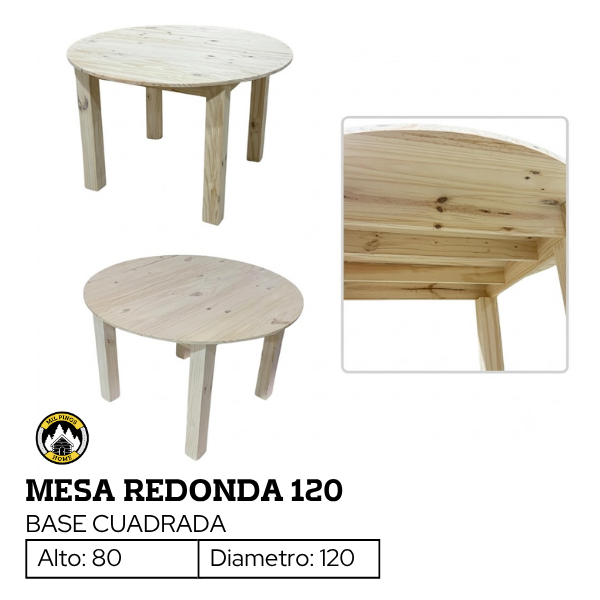 Producto - MESA REDONDA 120 - BASE CUADRADA - 1