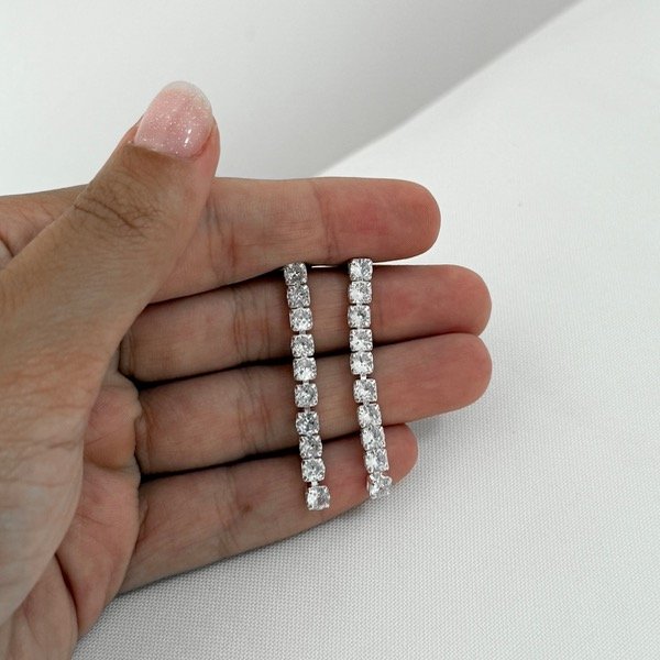 Producto - Aros strass corto plateado