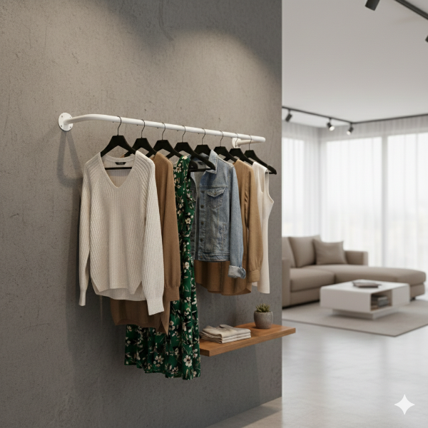 Producto - Perchero Pared extremos curvos 120 cm blanco