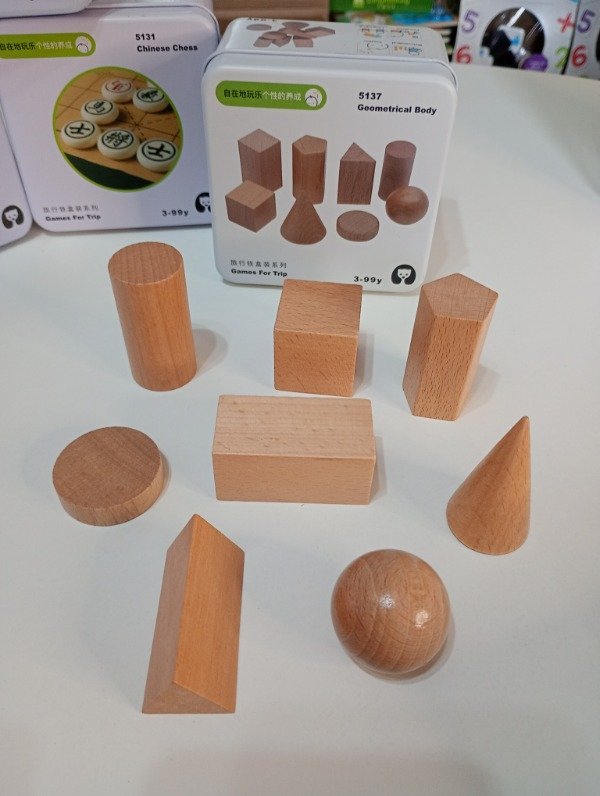 Producto - Cuerpos geometricos de madera en lata