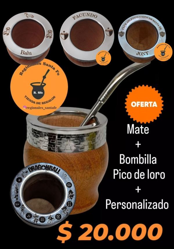 Producto - Promo Mate imperial de algarrobo mas bombilla mas personalizado