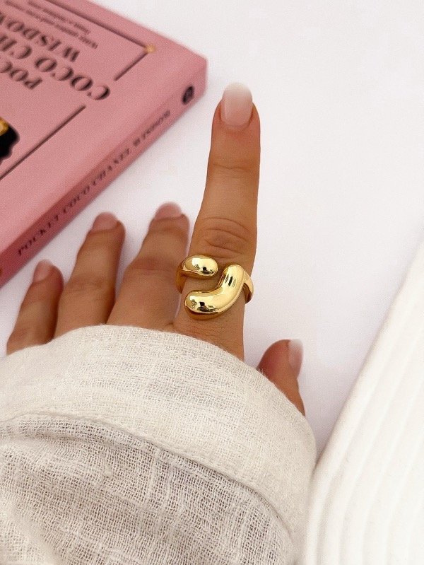 Producto - Anillo Regulable Gota Acero Dorado