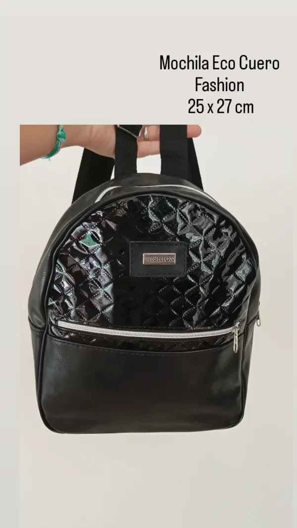 Producto - MOCHILA ECO CUERO FASHION NEGRA 3