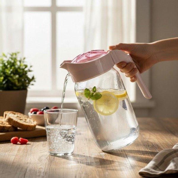 Producto - JARRA DE VIDRIO MILDA TAPA PLASTICO DE COLOR 1000CC - 0