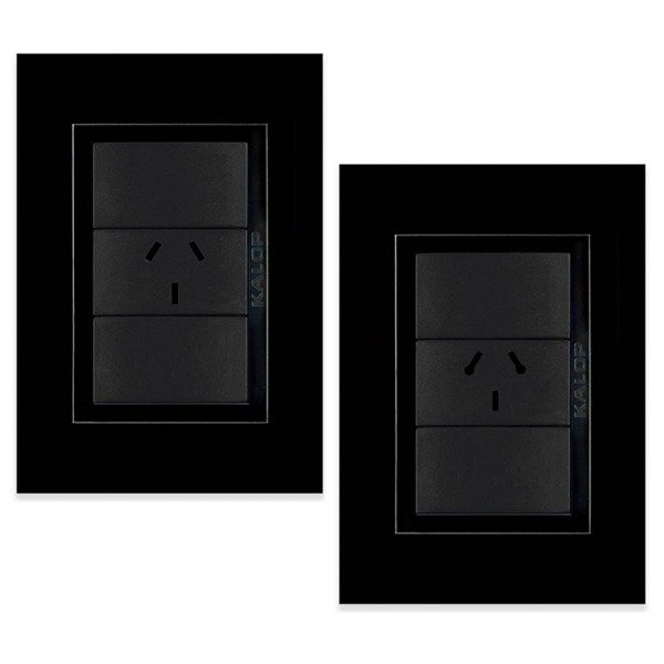 Producto - Llave Luz Armada Un Toma Negro Zen Basic kalop - 0