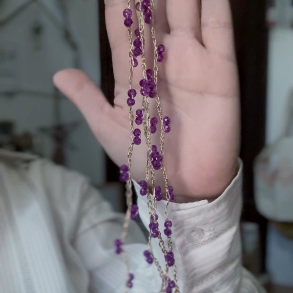 Producto - Collar infinito con cristal roca violeta! - 3