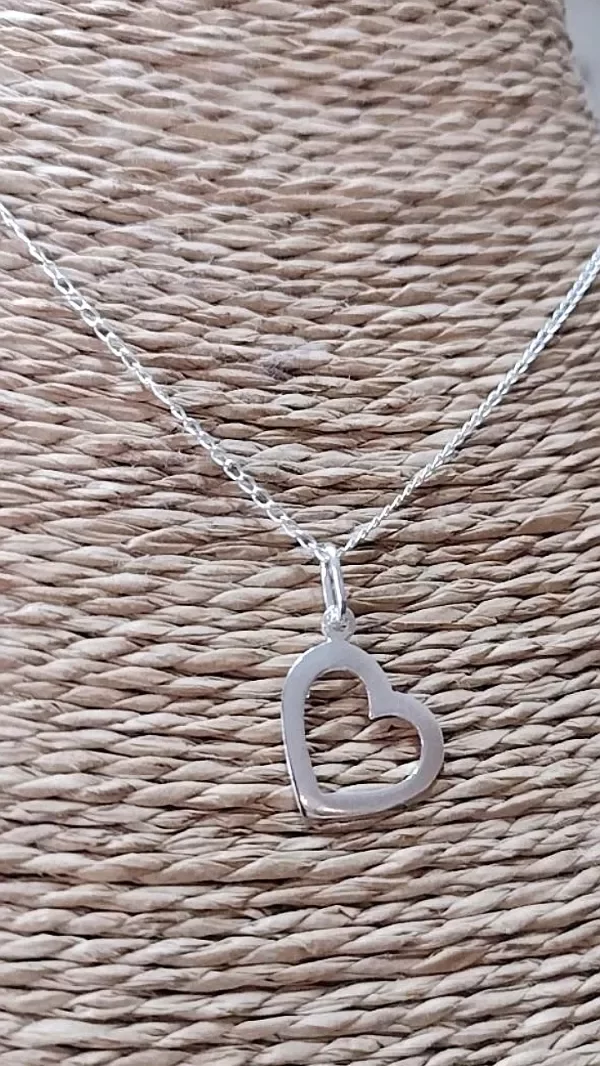 Producto - Conjunto de cadena con dije corazon colgante todo plata 925