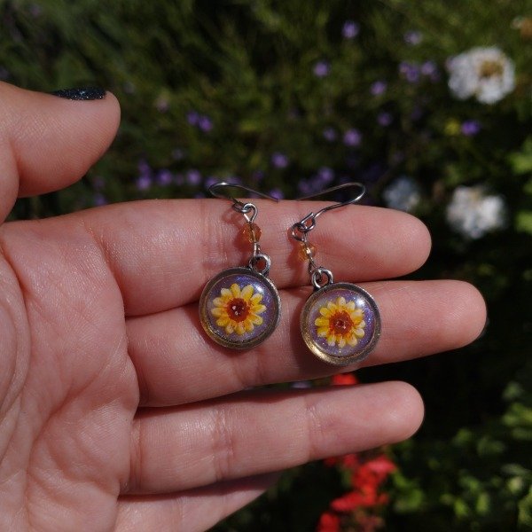 Producto - Aros pintados a mano girasol mini