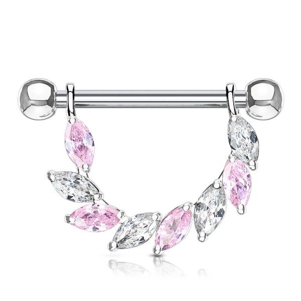 Producto - Piercing Nipple Pezonera Hojas colgando Circonita