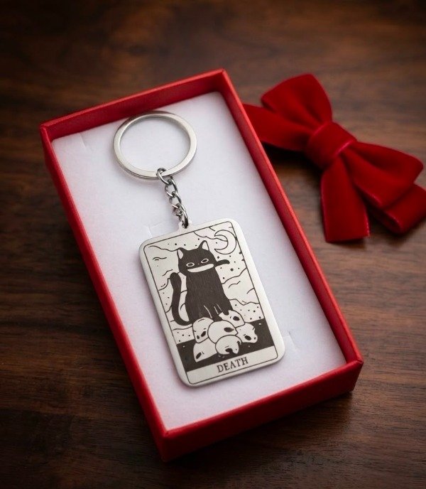 Producto - LLAVERO ACERO TAROT GATITO DEATH CON CAJA - 0