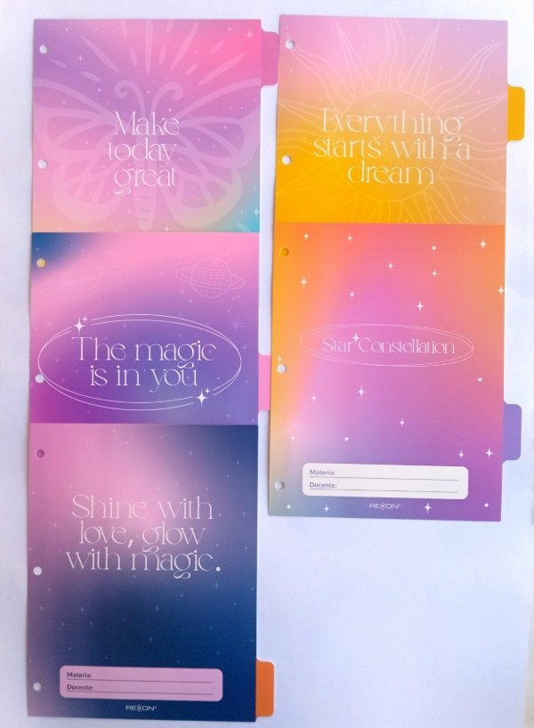 Producto - Separador de Materia Carátulas x 5 unidades Start Pastel