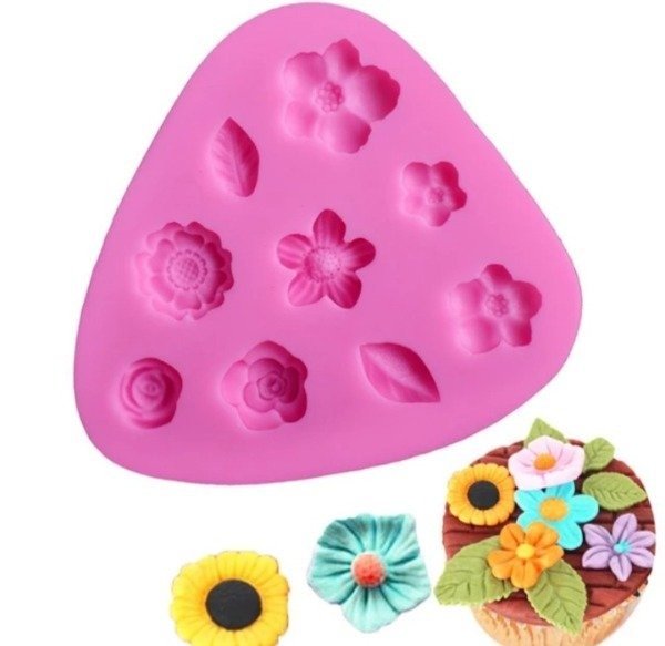 Producto - Molde silicona 7 florcitas más hojas - 4