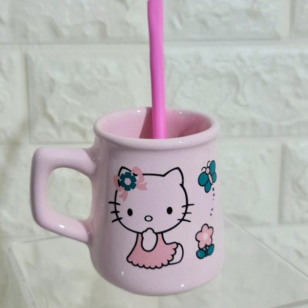 Producto - Mate criollo Hello Kitty rosa + bombilla
