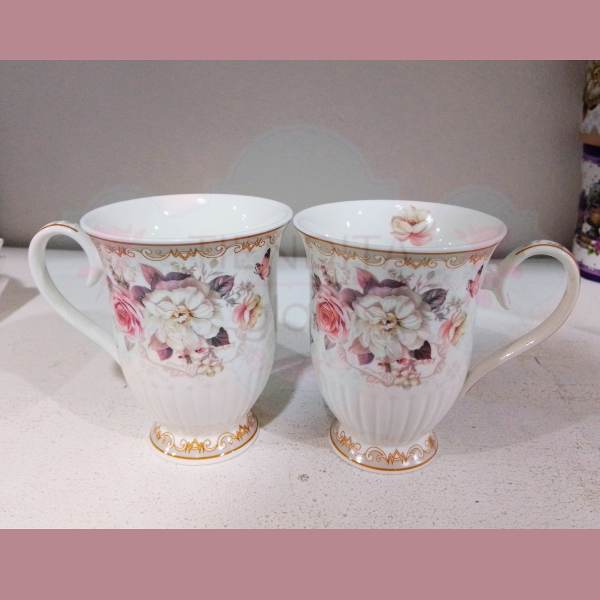 Producto - SET X 2 TAZAS DE PORCELANA VINTAGE BEIGE CON CAJA - 2