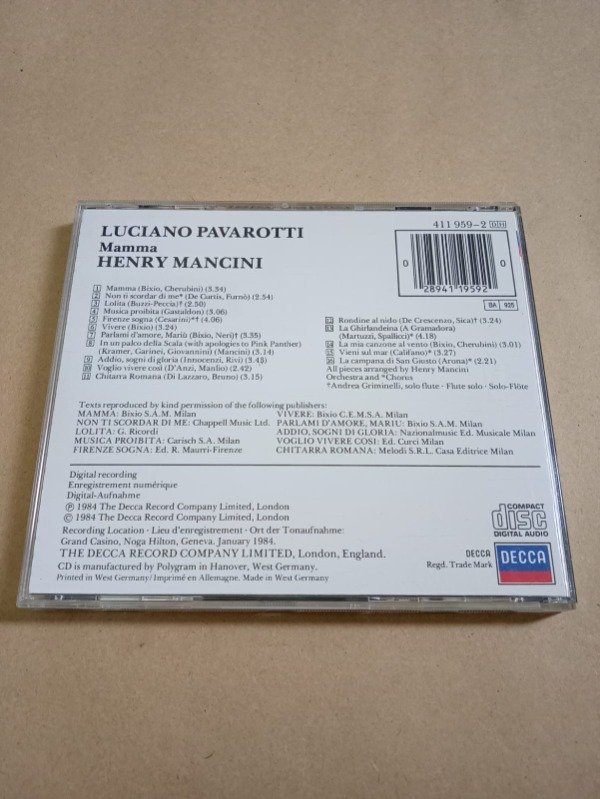 Producto - Mamma - Luciano Pavarotti - Decca Record 1984 - 1