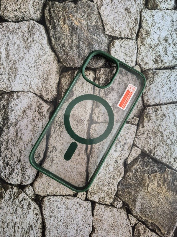 Producto - Funda rígida Magsafe borde color Iphone 15 verde oscuro
