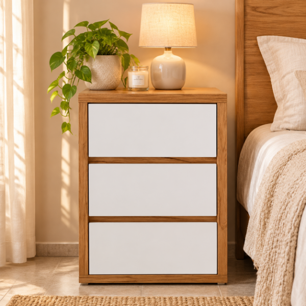 Mesa de Luz 3 Cajones de TM MUEBLES
