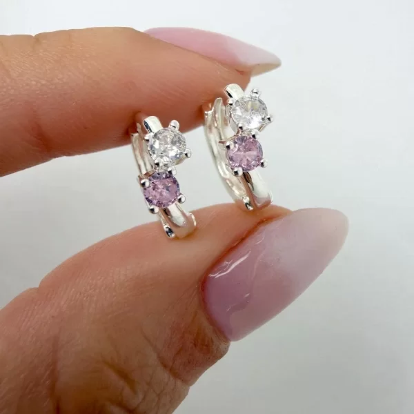 Producto - Argollas Huri - Piedra blanca / Rosada