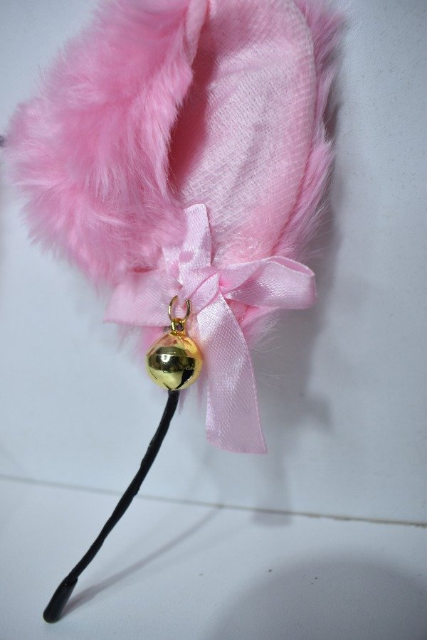 Producto - Vincha orejas de gato con cascabel y luces. Rosa - 1