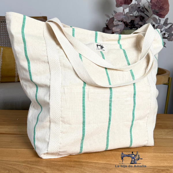 Producto - Bolso playero XL rayado verde