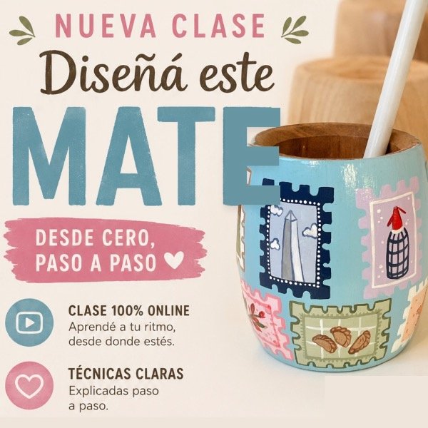 Producto - Clase: diseña tu mate de estampillas Arg
