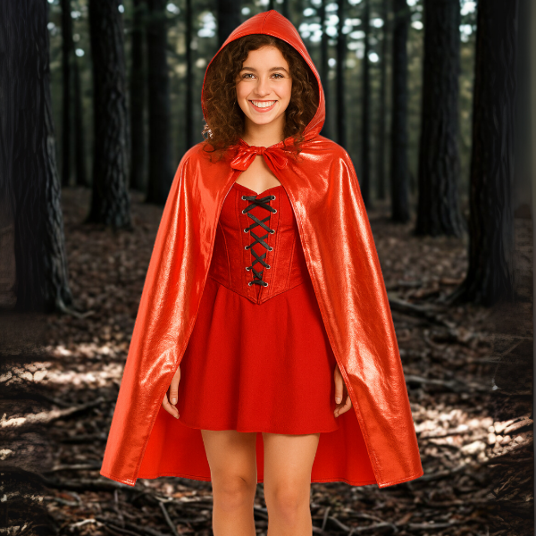 Producto - CAPA CAPERUCITA CORTA ROJA BRILLANTE - 80cm