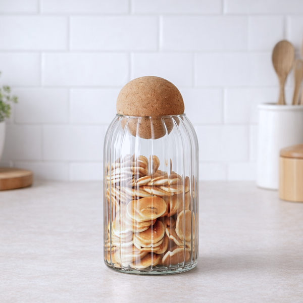 Producto - Frasco acanalado tapa corcho 15 cm